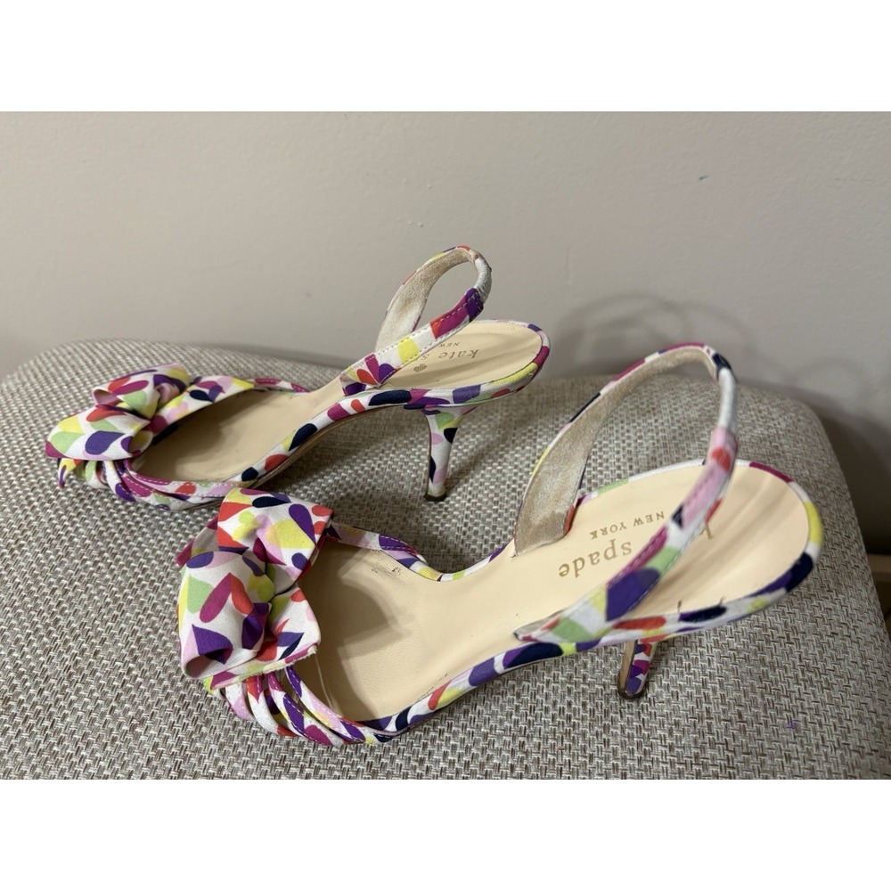 Rare Kate Spade Lourdes Multicolor Heart Heels Strappy Stiletto Size 7 - Picture 3 of 14
